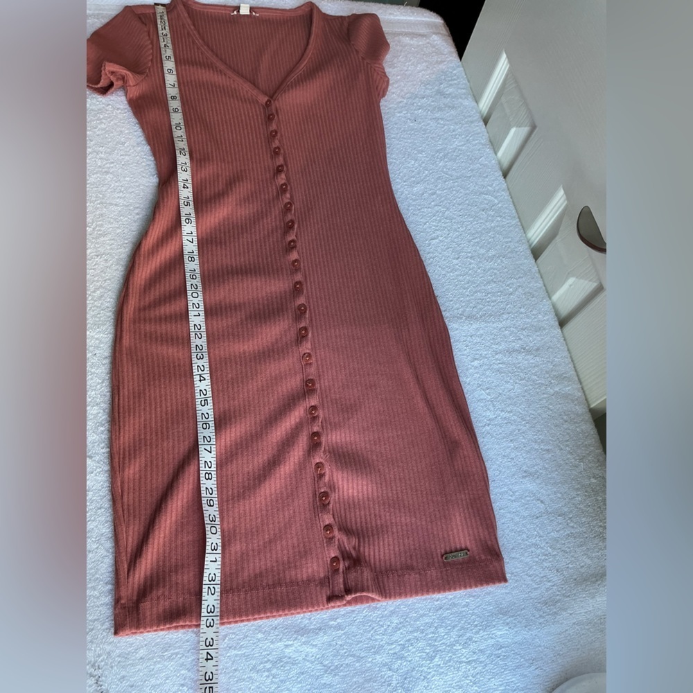 Guess Rust Button-Front Mini Dress - Picture 14 of 16
